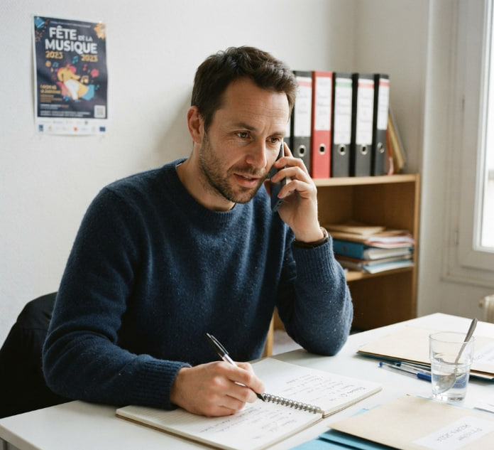 Responsable donateurs au téléphone